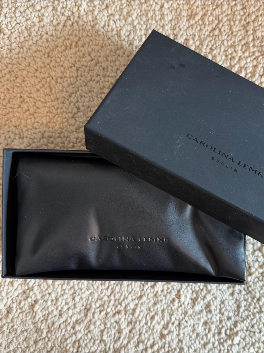 Carolina Lemke Berlin Adella Women's Black Rectangular Sunglasses